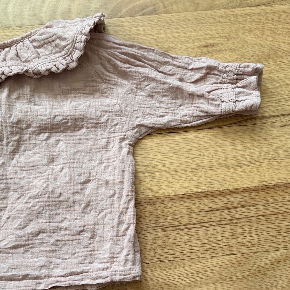 Mabo 3/4 Sleeve Ruffle Peter Pan Collar Top dusty pink girls size 2/3 years - Picture 9 of 16